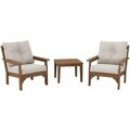 Polywood Vineyard Teak / Dune Burlap Deep Seating Patio Set with Newport Table and Vineyard Chairs 633PWS4TE599